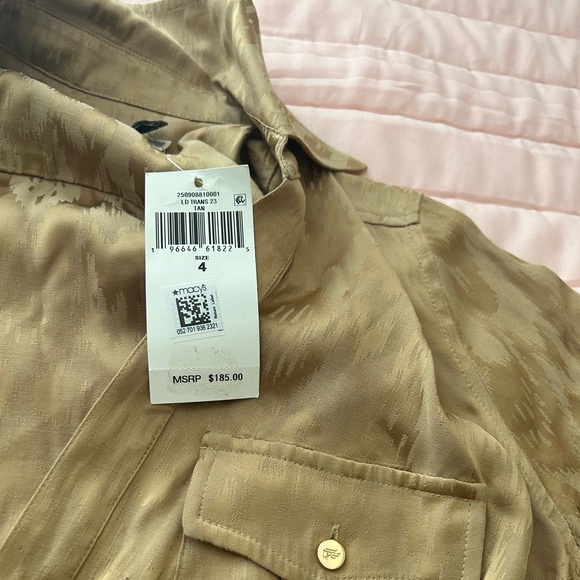 NWT Lauren Ralph Lauren Jacquard Shirtdress in Tan color - Picture 9 of 16